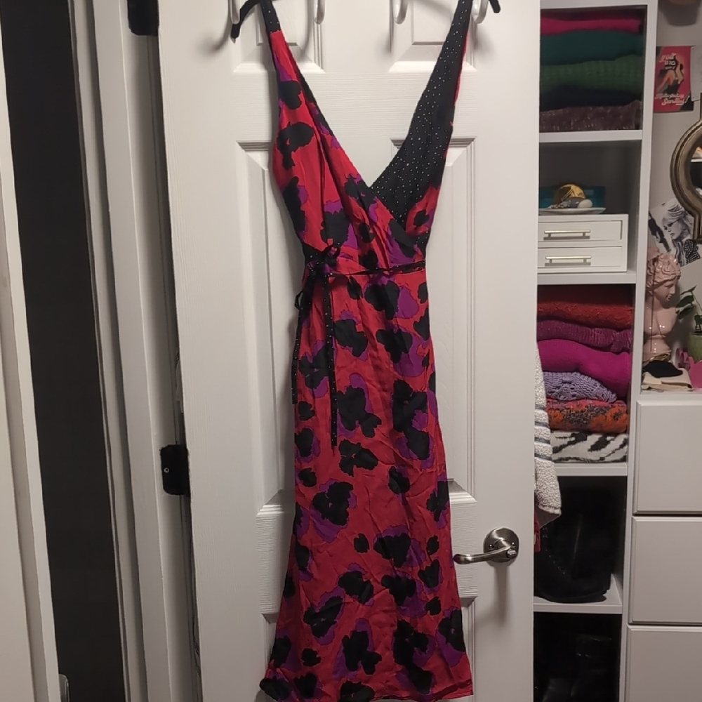 ASOS Red and Black Floral Backless Dress